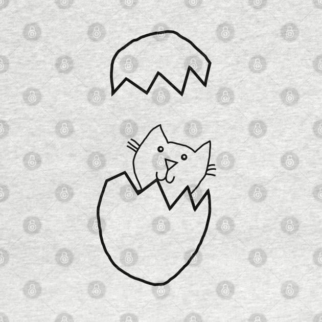 Minimal Cute Cat Popping Out of Easter Egg by ellenhenryart